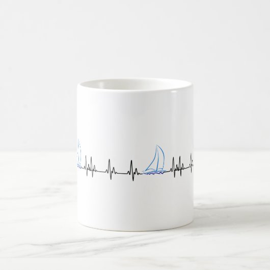Segelboot Heartbeat Funny Sailboat Kaffeetasse (Mittel)