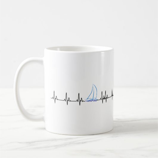 Segelboot Heartbeat Funny Sailboat Kaffeetasse (Links)