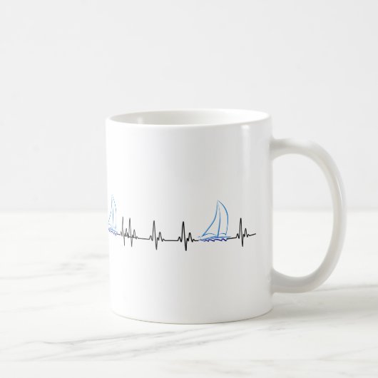 Segelboot Heartbeat Funny Sailboat Kaffeetasse (Rechts)