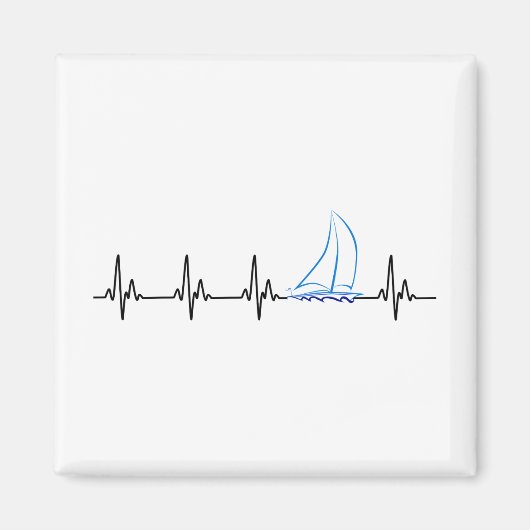 Segelboot Heartbeat Funny Sailboat Magnet (Vorne)