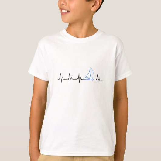 Segelboot Heartbeat Funny Sailboat T-Shirt (Vorderseite)
