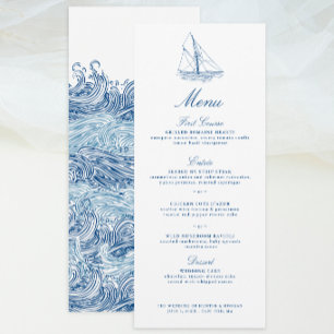 Segelboot-Hochzeitsmenü   Yachtclub-Hochzeitsmenü Menükarte