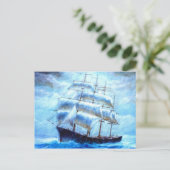 Segelboot im Meer Postkarte (Stehend Vorderseite)