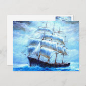 Segelboot im Meer Postkarte (Vorne/Hinten)