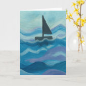 Segelboot im Ozean Blank Gruß Karte (Gelbe Blume)