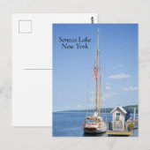 Segelboot im Seneca-See angedockt Postkarte (Vorne/Hinten)