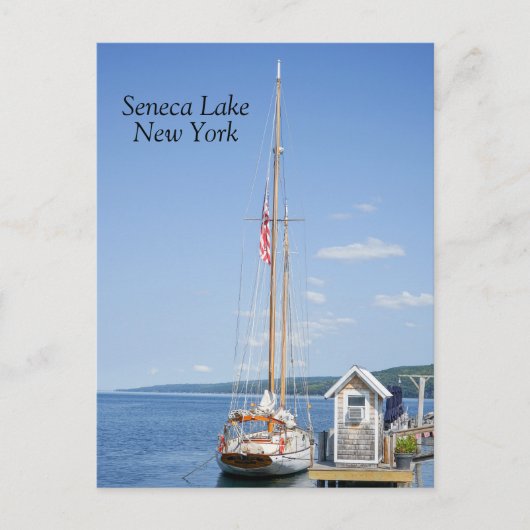 Segelboot im Seneca-See angedockt Postkarte (Vorderseite)
