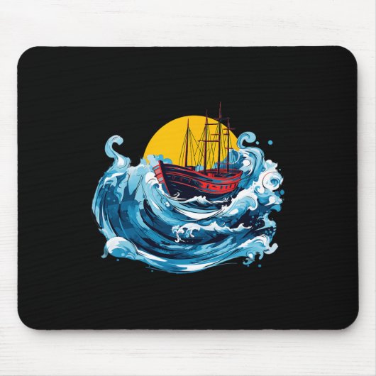 Segelboot im Wellensee-Boot Kapitän Lover Mousepad (Vorne)