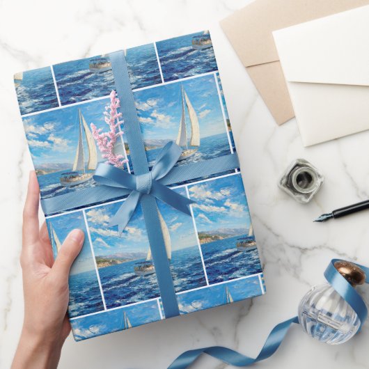 Segelboot-Impasto-Malerei Geschenkpapier (Schenken)