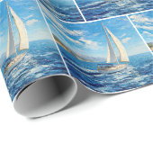 Segelboot-Impasto-Malerei Geschenkpapier (Rolleneckpunkt)