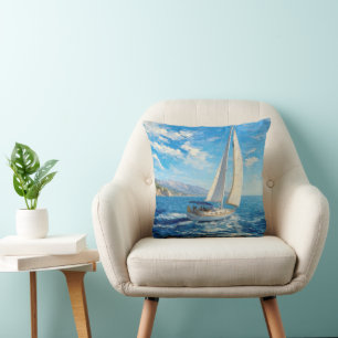 Segelboot-Impasto-Malerei Kissen
