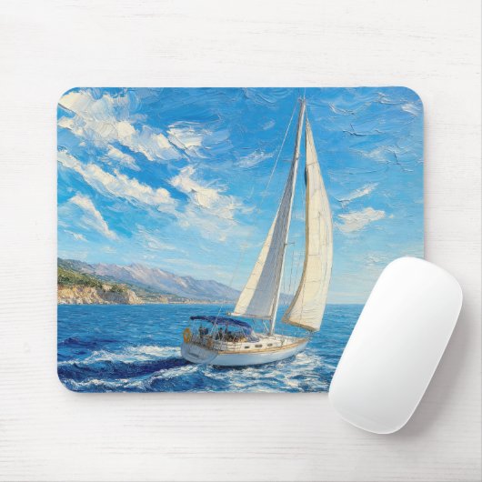 Segelboot-Impasto-Malerei Mousepad (Mit Mouse)