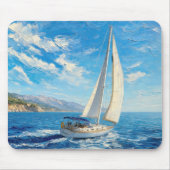 Segelboot-Impasto-Malerei Mousepad (Vorne)