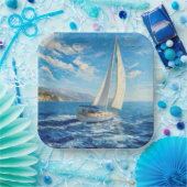 Segelboot-Impasto-Malerei Pappteller (Party)