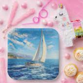 Segelboot-Impasto-Malerei Pappteller (Party)