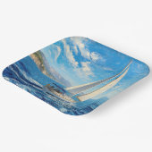 Segelboot-Impasto-Malerei Pappteller (Gewinkelt)