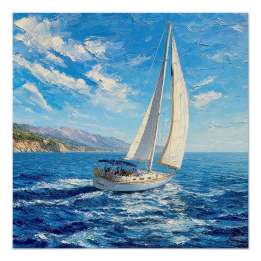 Segelboot-Impasto-Malerei Poster (Vorderseite)