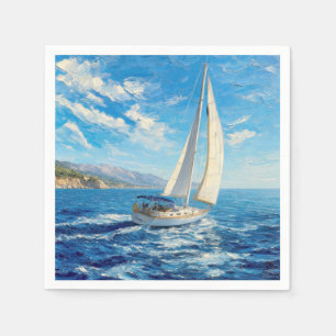 Segelboot-Impasto-Malerei Serviette