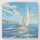 Segelboot-Impasto-Malerei Steinuntersetzer (Vorderseite)
