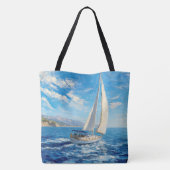 Segelboot-Impasto-Malerei  Tasche (Rückseite)