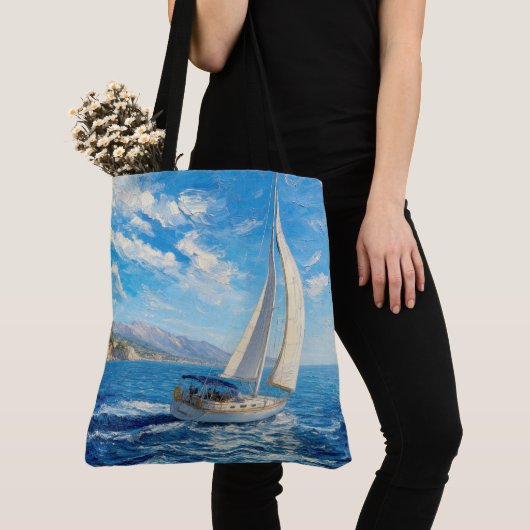 Segelboot-Impasto-Malerei  Tasche (Von Nahem)