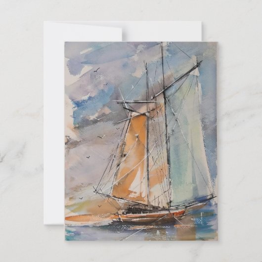 Segelboot in Aquarell Feiertagskarte (Vorderseite)