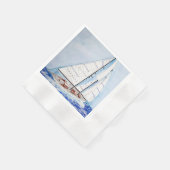 Segelboot in Aquarellon auf hoher See Serviette (Ecke)