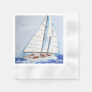 Segelboot in Aquarellon auf hoher See Serviette