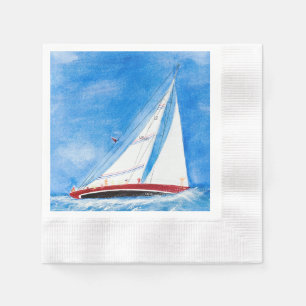 Segelboot in Aquarellon auf hoher See Serviette