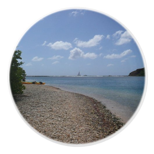 Segelboot in der Ferne bei St. Thomas Keramikknauf (Vorderseite)