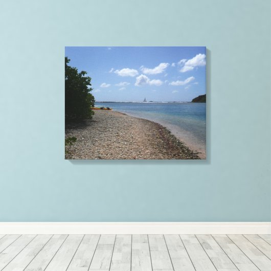 Segelboot in der Ferne bei St. Thomas Leinwanddruck (Insitu (Holzboden))