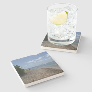 Segelboot in der Ferne bei St. Thomas Steinuntersetzer