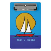 Segelboot in der Sonne Mini Klemmbrett (Vorderseite)