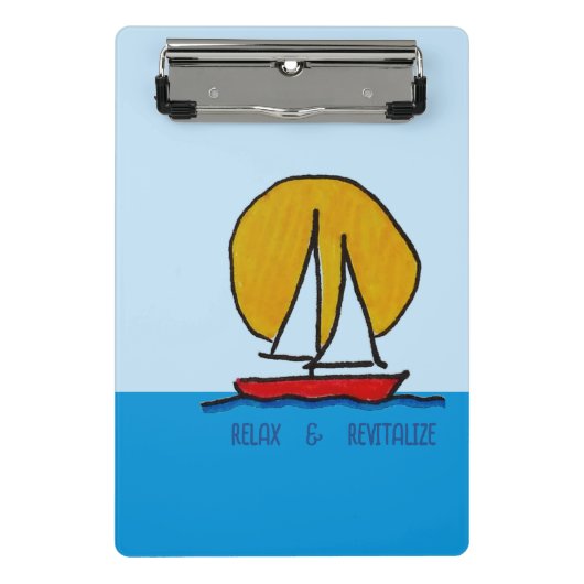 Segelboot in der Sonne  Mini Klemmbrett (Vorderseite)