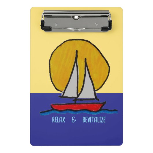 Segelboot in der Sonne Mini Klemmbrett (Vorderseite)