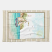 Segelboot in einem türkisfarbenen Ozean Küchentuch (Horizontal)