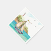 Segelboot in einem türkisfarbenen Ozean Serviette (Ecke)