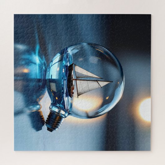 Segelboot in einer Glühbirne Puzzle (Horizontal)