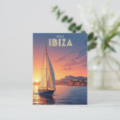 Segelboot in Ibiza Spanien Reisen Postkarte (Stehend Vorderseite)