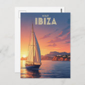 Segelboot in Ibiza Spanien Reisen Postkarte (Vorne/Hinten)