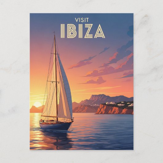 Segelboot in Ibiza Spanien Reisen Postkarte (Vorderseite)