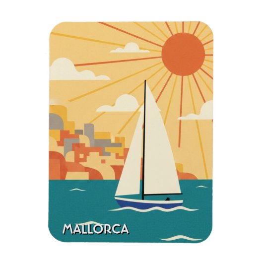 Segelboot in Mallorca Spanien Reise Magnet (Vertikal)