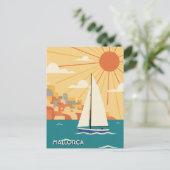 Segelboot in Mallorca Spanien Reise Postkarte (Stehend Vorderseite)