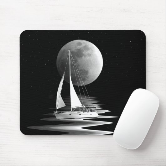 Segelboot in Mondlicht Mousepad (Mit Mouse)