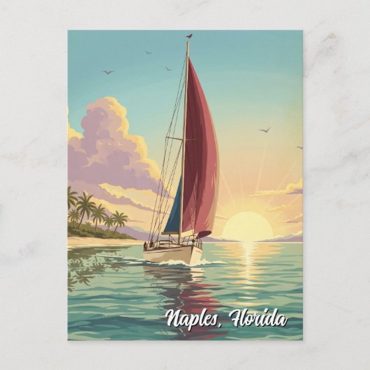 Segelboot in Naples Florida Reise Postkarte (Vorderseite)