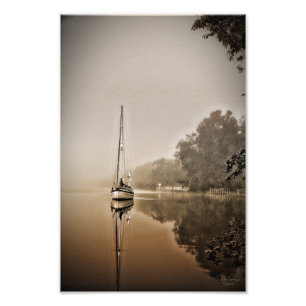 Segelboot in Nebel Print Fotodruck