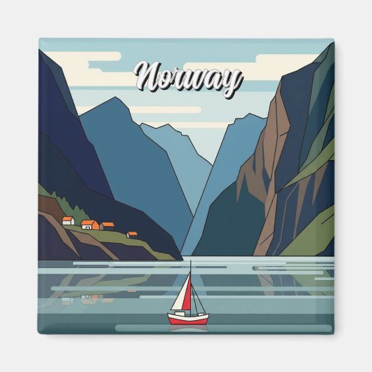 Segelboot in Norwegen Fjord Magnet (Vorne)