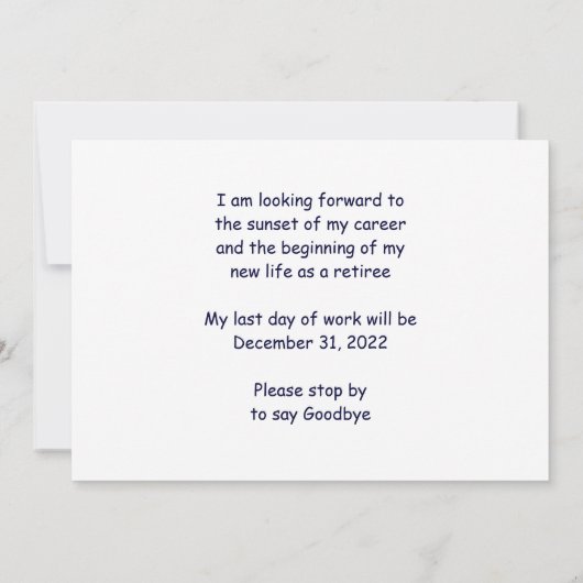 Segelboot in Orange Sunset Retirement Ankündigung (Rückseite)