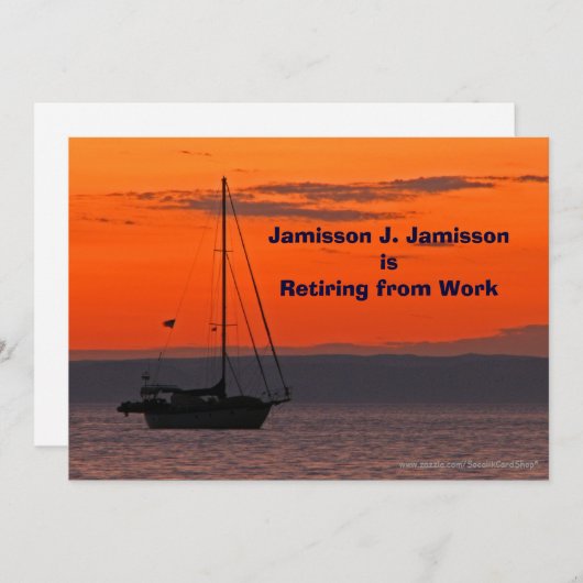 Segelboot in Orange Sunset Retirement Ankündigung (Vorne/Hinten)