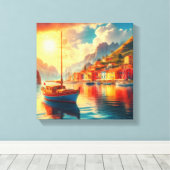 Segelboot in ruhigen Gewässern Leinwanddruck (Insitu (Holzboden))